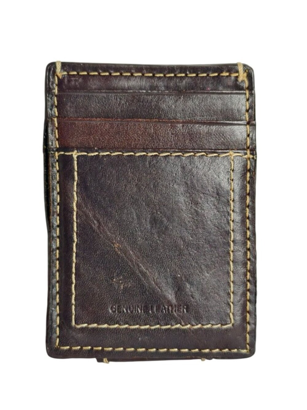 Mens Leather Slim Wallet With Money Clip Card Slots Brown Minimalist Design